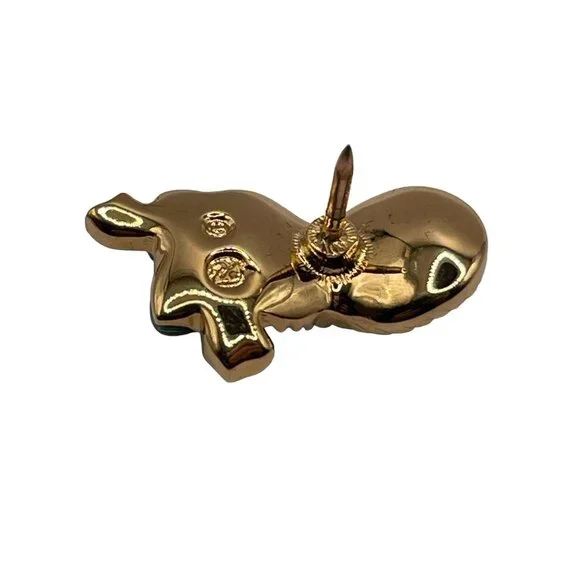 Swarovski Crystal Green Enamel Mardi Gras Mask Lapel Pin Tie Tack Signed READ! - Picture 6 of 10